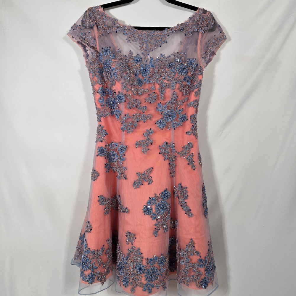 Sherri Hill Sadie Robertson Dress Size 8 Peach Floral Rhinestone Short Prom Home